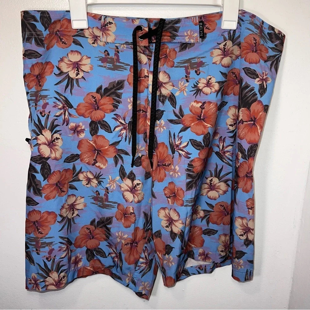 Brooklyn Cloth‎ BKLYN, 36W tropical pocket lace up loop closure board short
